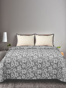 Saral Home - Kanan Grey Cotton Bedsheet with Two Pillow Covers (Set of 3)