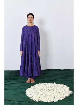 Pink Cactii - Phuljhari Purple Multicolor Zari Lurex Anarkali with Pants (Set of 2)