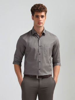 Arrow - Men Brown Manhattan Slim Fit All Over Printed Shirt