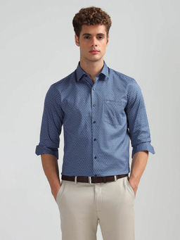 Arrow - Men Blue Manhattan Slim Fit All Over Printed Shirt