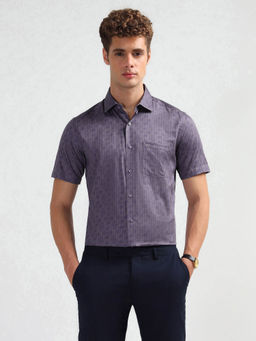 Arrow - Men Purple Liberty Regular Fit Half Sleeves Satin Shirt