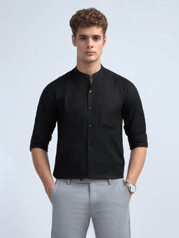 Arrow - Men Black Manhattan Slim Fit Dobby Iconic Shirt