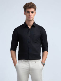 Arrow - Men Black Manhattan Slim Fit Dobby Iconic Shirt