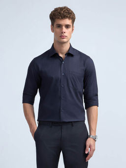 Arrow - Men Navy Blue Manhattan Slim Fit Dobby Iconic Shirt