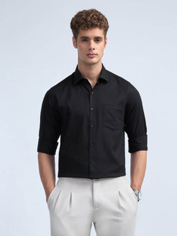 Arrow - Men Black Manhattan Slim Fit Dobby Iconic Shirt