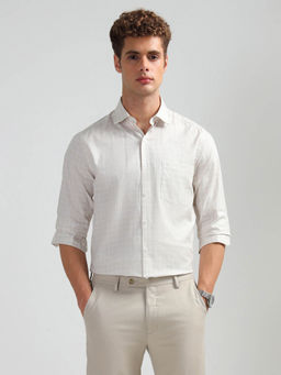 Arrow - Men Beige Pure Cotton Liberty Regular Fit Shirt