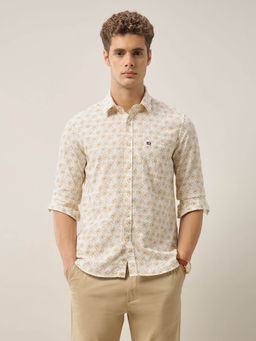 Arrow Sports - Men White Slim Fit Floral Printed Shirt