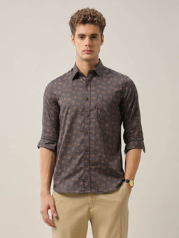 Arrow Sports - Men Brown Slim Fit Satin Shirt