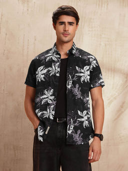 U.S. Polo Assn. Denim Co. - Men Black Slim Fit Floral Printed Shirt