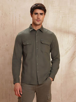 U.S. Polo Assn. Denim Co. - Men Green Slim Fit Pure Cotton Shirt