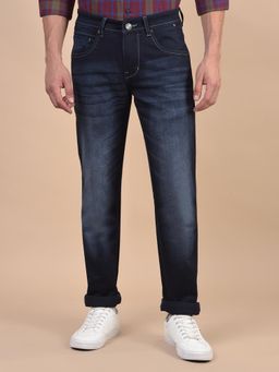 Cantabil - Men Solid Dark Blue Casual Ultra Narrow Jeans