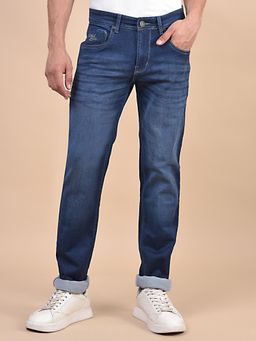 Cantabil - Men Solid Dark Blue Casual Ultra Narrow Jeans