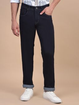 Cantabil - Men Solid Navy Blue Casual Ultra Narrow Jeans