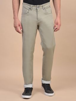 Cantabil - Men Solid Light Green Casual Ultra Narrow Jeans