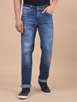 Cantabil - Men Solid Dark Blue Casual Ultra Narrow Jeans