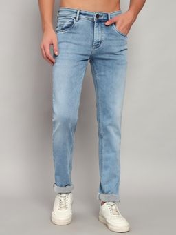 Cantabil - Men Solid Blue Casual Ultra Narrow Jeans