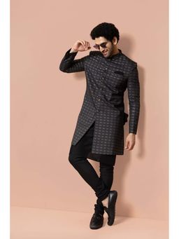 KISAH - Black Jacquard Kurta Sherwani with Trouser