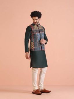 KISAH - Multi Cotton Printed Jacket Kurta with Churidar