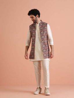 KISAH - Patola Print Kurta with Jacket & Trouser