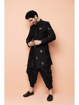 KISAH - Black Embroidered Sherwani & Dhoti