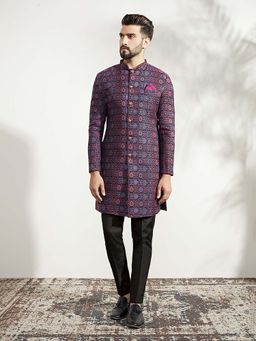 KISAH - Multicolor Silk Blend Textured Sherwani with Trouser
