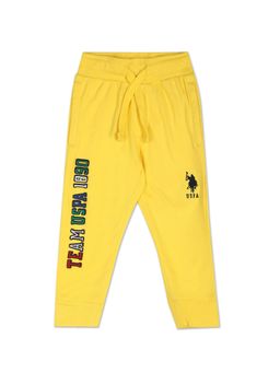 U.S. POLO ASSN. - Boys Yellow Drawstring Waist Appliqued Cotton Joggers