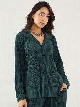Femmella - Green Solid Regular Fit Shirt