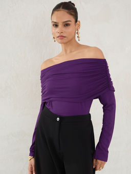 Femmella - Purple Solid Regular Fit Top