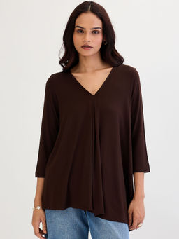 Femmella - Brown Solid Relaxed Fit Top