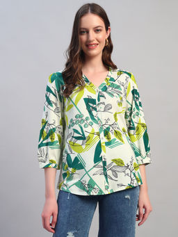 Cantabil - Green Printed Regular Fit Top