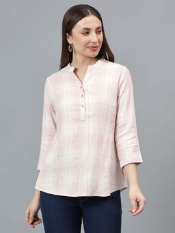 Cantabil - Pink Checks Regular Fit Top