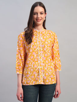 Cantabil - Mustard Printed Regular Fit Top