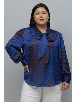 PURYS PLUS - Blue Printed Regular Fit Top
