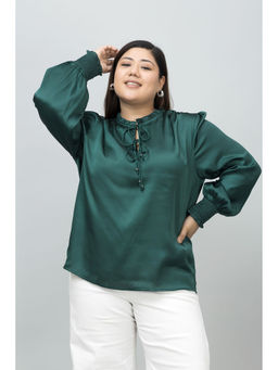 PURYS PLUS - Green Solid Regular Fit Top