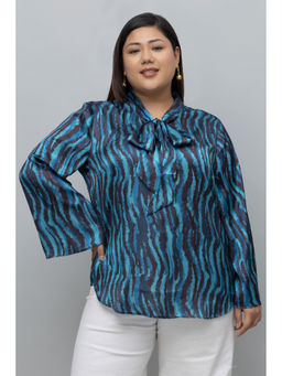 PURYS PLUS - Blue Printed Regular Fit Top