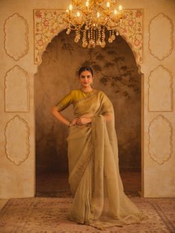 AFRIYA - Tajra Grey Organza Saree