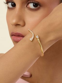 Isharya - White Celune Cuff In 18Kt Gold Plated