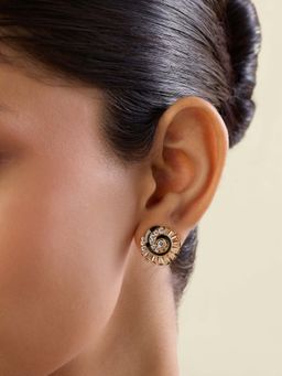 Isharya - White Soluna Spiral Studs In 18Kt Gold Plated