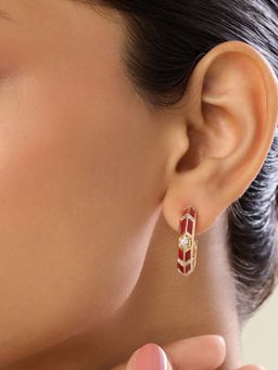 Isharya - White Auralis Fiery Hoops In 18Kt Gold Plated