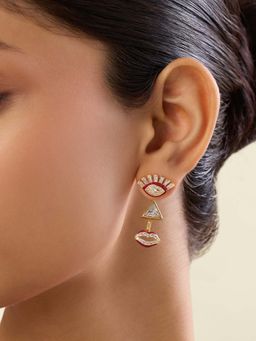 Isharya - White Magritte Danglers In 18Kt Gold Plated