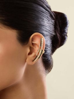 Isharya - White Mirova Ear Cuffs In 18Kt Gold Plated