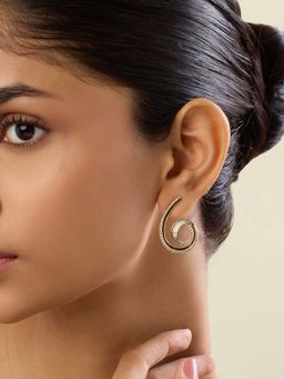 Isharya - White Surra Stones Hoops In 18Kt Gold Plated