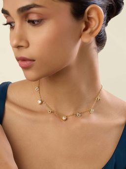 Isharya - White Cloudoria Stationed Necklace In 18Kt Gold Plated