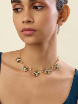 Isharya - Multi-Colour Miscara Charm Necklace In 18Kt Gold Plated