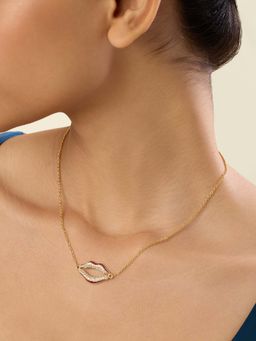 Isharya - White Skylaire Lip Pendant Necklace In 18Kt Gold Plated
