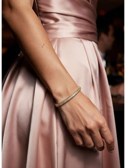 Mon Tresor - White Golden Glow Princess Cut Tennis Bracelet
