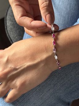 Mon Tresor - Ombre Pink Bezel Tennis Bracelet