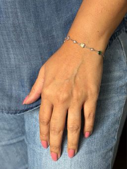 Mon Tresor - Multi-Colour Amora Heart Chain Bracelet