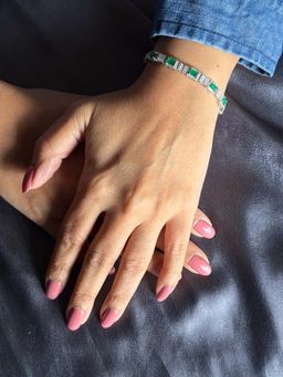 Mon Tresor - Green Emerald Cut And Baguette Bracelet