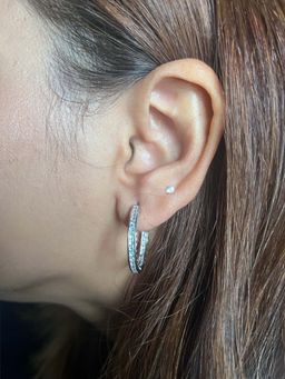 Mon Tresor - White Princess Cut Diamond Bali In Channel Setting